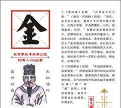 百家姓金姓的由来简单介绍,金姓在百家姓排第几图3