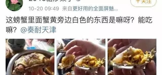 网友在线等，螃蟹里面这个能吃么……肯定是个假天津人，各种支招来了图2