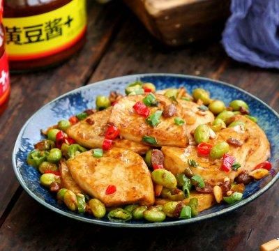 酱香素鸡炒毛豆,毛豆炒素鸡图8