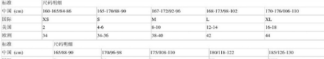 服装上衣跟裤子的尺码型号对照表图6