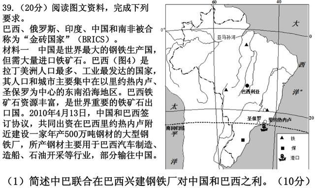 高中地理——每日讲1题（巴西地形、巴西气候、工业区位）